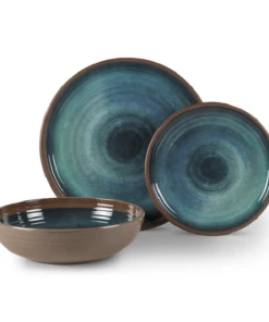 Kampa 12 Piece Melamine Camping Dinner Set - Java