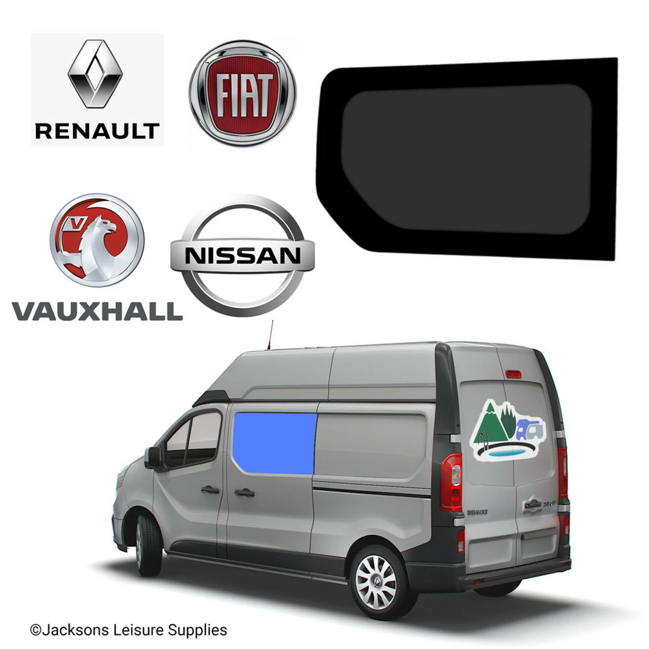 JLS Renault Trafic Vauxhall Vivaro Fixed Glass Campervan Window - UK Passenger Side 1 JLS Renault Trafic Vauxhall Vivaro Fixed Glass Campervan Window - UK Passenger Side