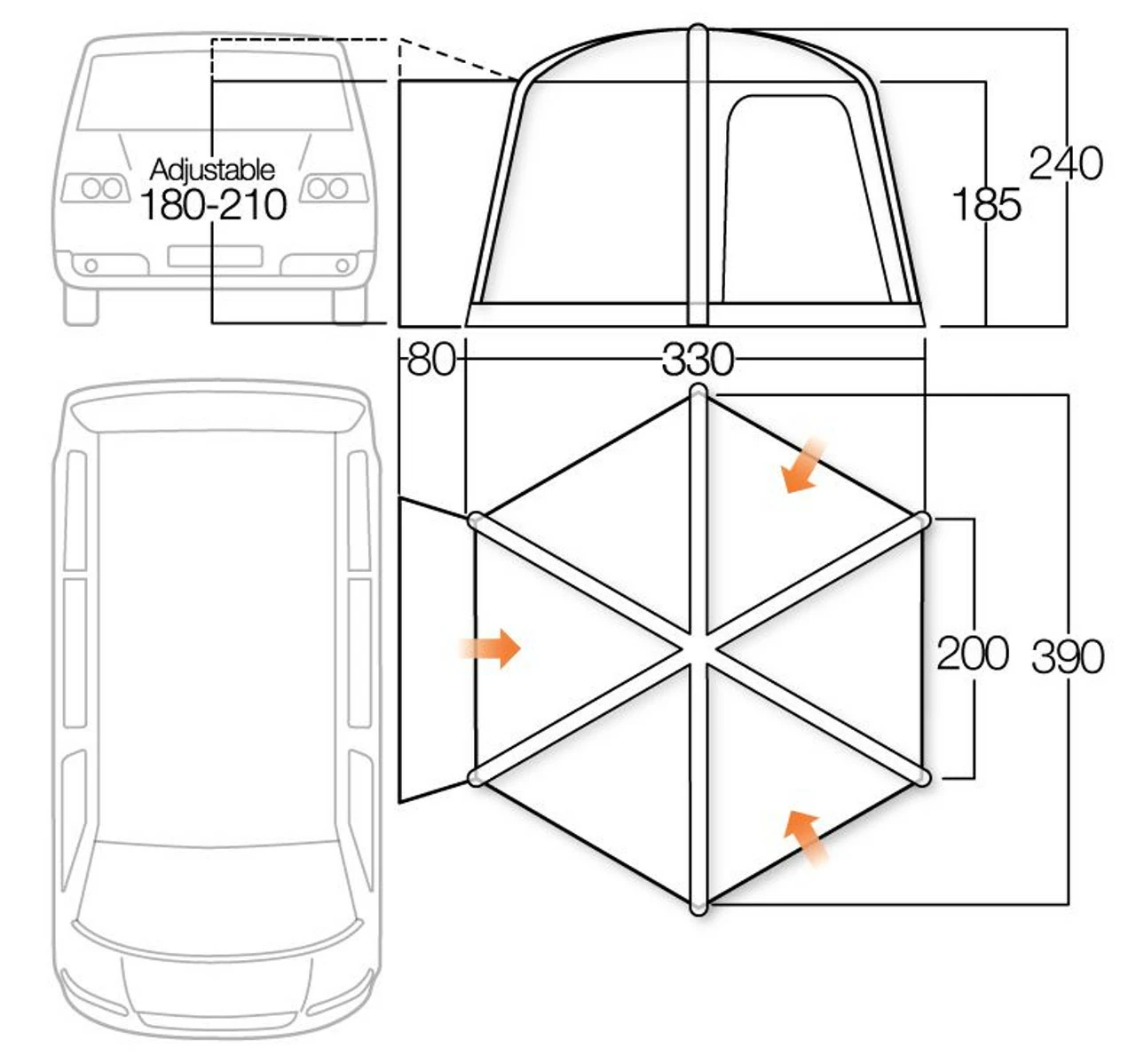 Vango Airhub Hexaway II Campervan Drive Away Awning 14 Vango Airhub Hexaway II Campervan Drive Away Awning - Image 14