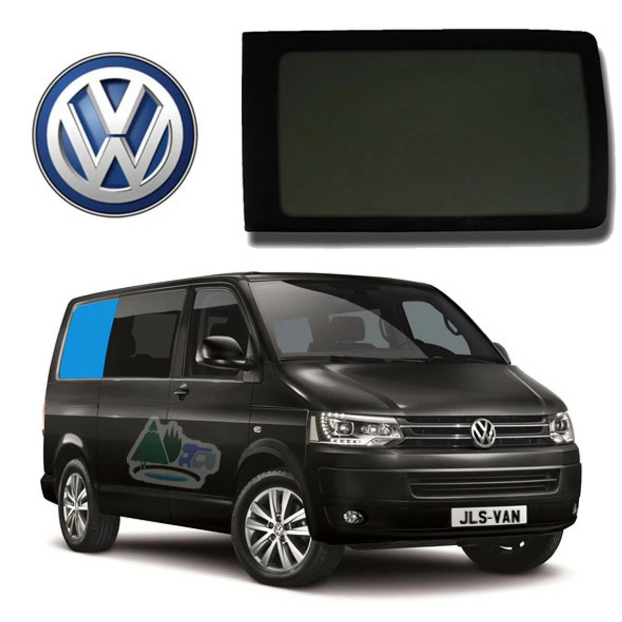 JLS VW T5 T6 Bonded Privacy Glass Fixed Window - Rear Right Hand SWB 1 JLS VW T5 T6 Bonded Privacy Glass Fixed Window - Rear Right Hand SWB